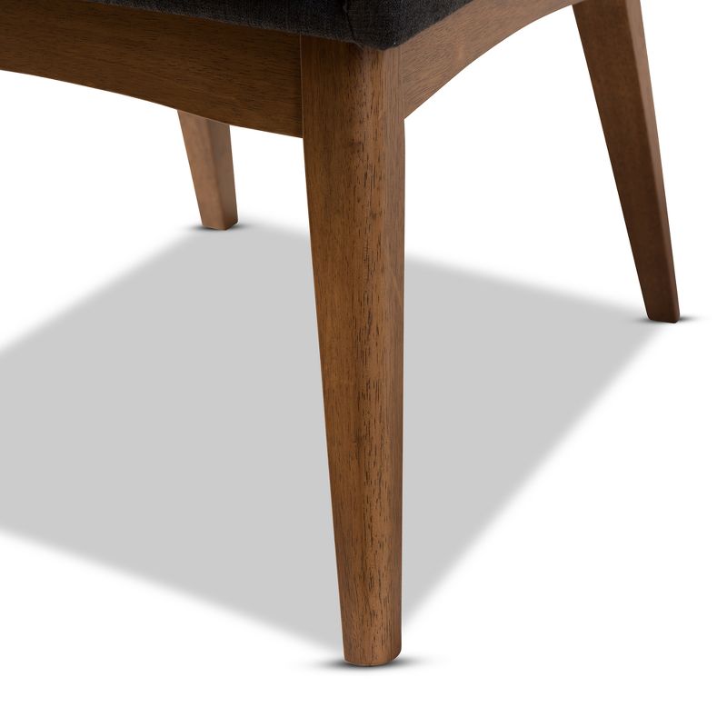 Set of 2 Nexus Mid Century Modern Walnut Wood Fabric Upholstered Dining Side Chair - Baxton Studio, 5 of 11