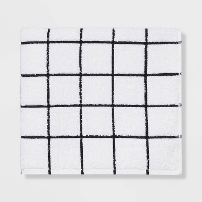 Mini Grid Black Hand Towel