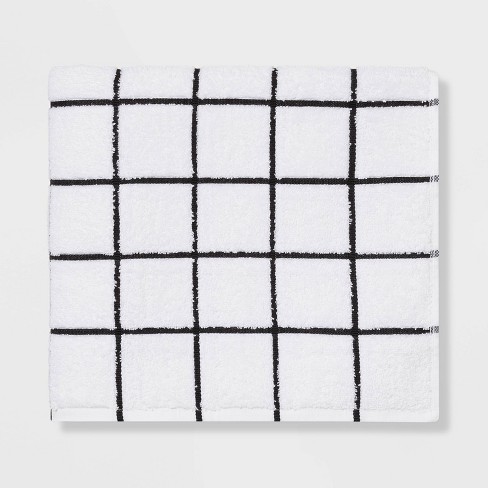 Checkered - White and Black Hand & Bath Towel by