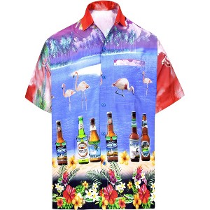 LA LEELA Men's Hawaiian Shirts Short Sleeve Button Down Shirt Mens Holiday Shirts Summer Beach Casual Aloha Tropical Shirts Funny - 1 of 4