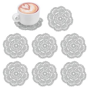Unique Bargains Round Handmade Crochet Cotton Cup Coaster Placemats Home Decoration - 1 of 4
