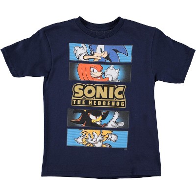 Boys Sonic The Hedgehog Shirt - Featuring Sonic, Tails, and Knuckles - The Hedgehog trio - Official Sega T-Shirt