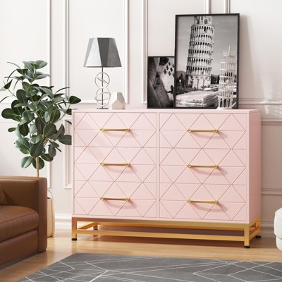 Dresser for Bedroom with 6 Drawers, Modern Wood Dresser for Closet, Chest of Drawers
