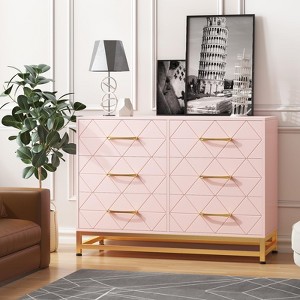 Dresser for Bedroom with 6 Drawers, Modern Wood Dresser for Closet, Chest of Drawers - 1 of 4