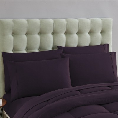 Eggplant Twin Down Microfiber Reversible Bed-in-a-Bag Set