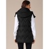 INSPIRE CHIC Women's Winter Hooded Zip Up Mid Long Sleeveless Quilted Padded Vest Coat - 4 of 4