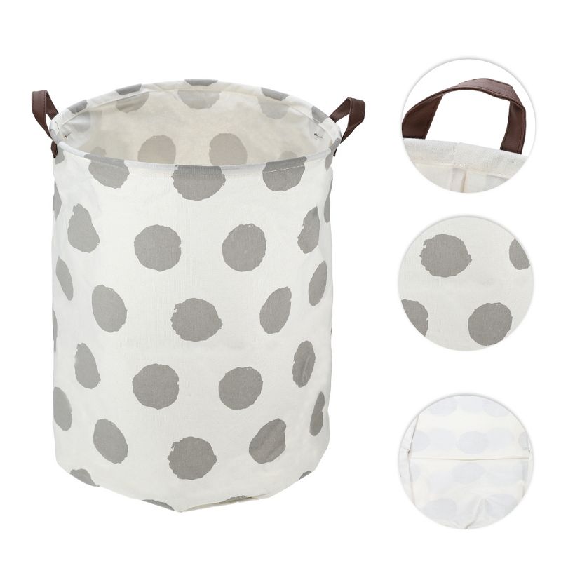Unique Bargains 3661 Cubic-in Foldable Cylindrical Laundry Basket Gray 1 Pc Polka Dots, 4 of 7
