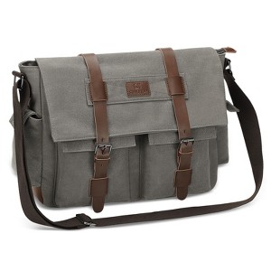 Unique Bargains Vintage Canvas Multiple Pockets Crossbody Bag Fits 13 Inch Laptops - 1 of 4