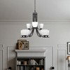 Sunset Lighting Starling 9-Light 2-Tier Chandelier, Frosted Opal Glass, Provincial Bronze Finish - 4 of 4