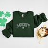 Simply Sage Market Women's Graphic Sweatshirt Embroidered Lucky Varsity Clover St. Patrick's Day - White Ink - 3 of 3