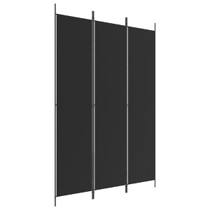 vidaXL 3-Panel Room Divider - Durable Fabric and Iron Construction, Versatile Functionality, Privacy Ensuring, Foldable, Easy Assembly - Black - 1 of 4