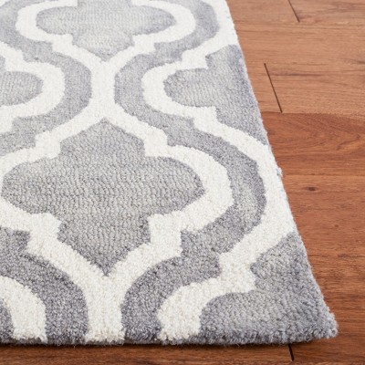 Grey and Ivory Hand-Tufted Wool Square Area Rug