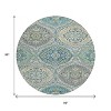 Teal Blue Fern Green And Beige Floral Washable Indoor Outdoor Area Rug - 3 of 4