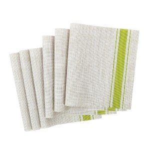 Unique Bargains Heat Resistant Anti-slip Washable PVC Place Mats Green, Beige 6 Pcs - 1 of 4