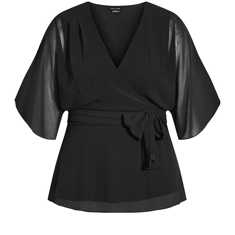 Women's Plus Size Elegant Wrap Top - black | CITY CHIC, 5 of 7