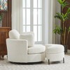 Hrinhom 42"W Corduroy Upholstered Swivel Barrel Armchair ,Club Chair With Storage Ottoman - 3 of 4