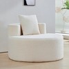 SYFERLORY Cozy Teddy Fabric Accent Chair - Round Living Room Chair with Decorative Pillow, 39" Wide Soft Seating - 3 of 4