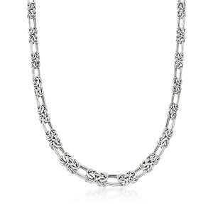 Ross-Simons Sterling Silver Flat Byzantine Double-Link Necklace - 1 of 4
