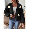 Coolmee Women's Cardigan Sweaters Long Sleeve Open Front Cropped Flower Knit Cardigan - 4 of 4