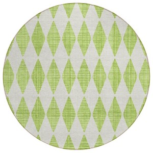 Lime Green And Ivory Geometric Washable Indoor Outdoor Area Rug - 1 of 4