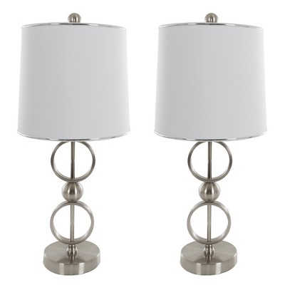 Yorkshire Home Table Lamps Modern Set Of 2 Brushed Steel (includes Led ...