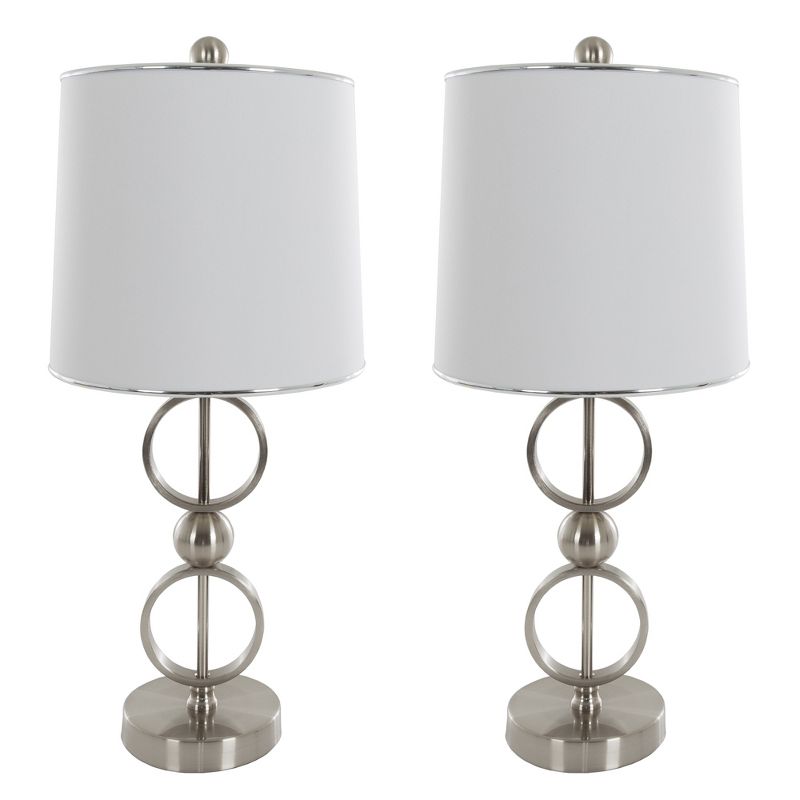 Table Lamps Modern Set of 2 Brushed Steel (Includes LED Light Bulb) - Yorkshire Home, 1 of 8