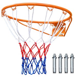 Dexmalle 18" Steel Rim Wall Mounted Basketball Goal Hoop with Net for Indoor Outdoor Orange - 1 of 4