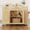 Rattan Rolling Kitchen Island Table on Wheels with Drop Leaf, Tilt Out Trash Can Cabinet with 2 Door, Storage Cabinet, 2 Drawer - 4 of 4