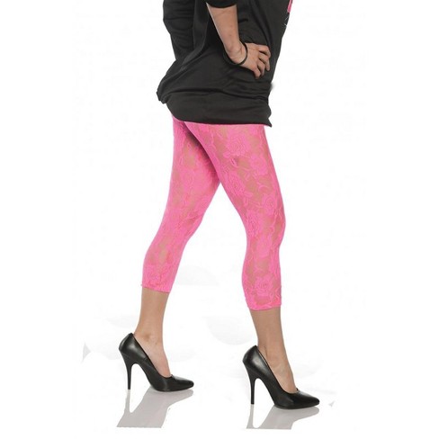 Underwraps Neon Pink Lace Adult Women's Costume Leggings, X-large