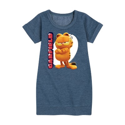 - Garfield - Garfield Movie Vertical Graphic Short Sleeve Fleece Dress