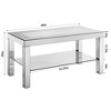 Vynxaria Art Deco Modern Curved Border Coffee Table - 40"W×20"D×20", Silver Mirror Glass Top, Crushed Diamond Edge, Crystal Mirror Legs for Sofa Decor - 4 of 4