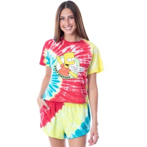 Seven Times Six The Simpsons Womens' Bart Simpson Feast Your Eyes Top and Shorts Pajama Set Multicoloured - 1 of 4