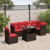 vidaXL Patio Sofa Set with Cushions Modular Outdoor Seating 7 Piece Poly Rattan - Brown - 2 of 4