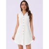 Allegra K Women's Collar Button Down Tie Waist Mini Chambray Shirt Dress - 3 of 4
