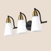 PAKOKULA 3-Light Black and Gold Bathroom Vanity Light With Cone Milk Glass Shade - 4 of 4