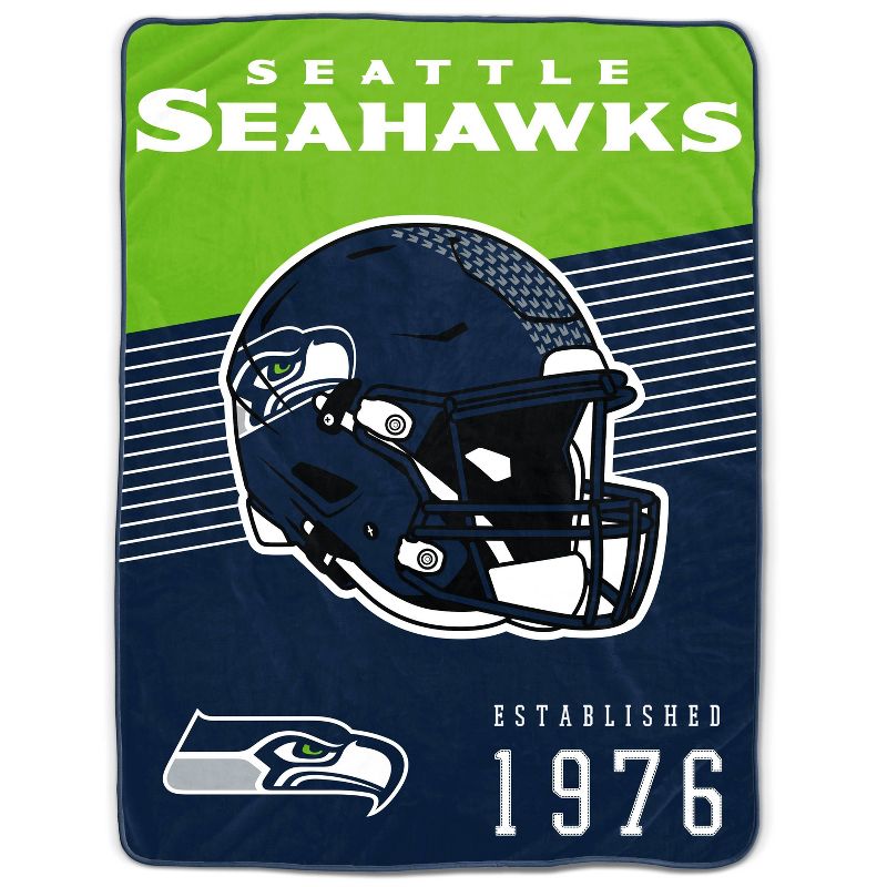 NFL Seattle Seahawks Helmet Stripes Flannel Fleece Blanket, 1 of 4