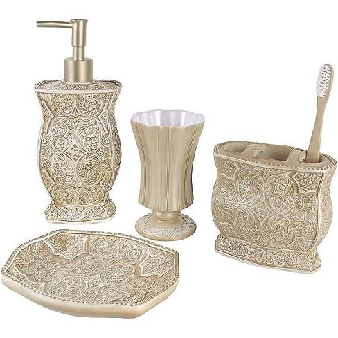 Creative Scents Beige Victoria Bathroom Accessories Set : Target