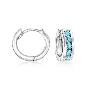 Ross-Simons 0.90 ct. t.w. Swiss Blue Topaz Huggie Hoop Earrings in Sterling Silver - 1 of 4