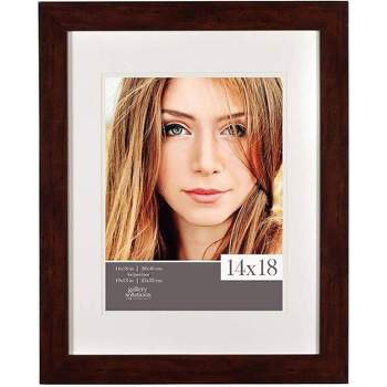 Gallery Solutions 14"x18" Walnut Picture Frame with Double White Mat Opening 10"x13" Image