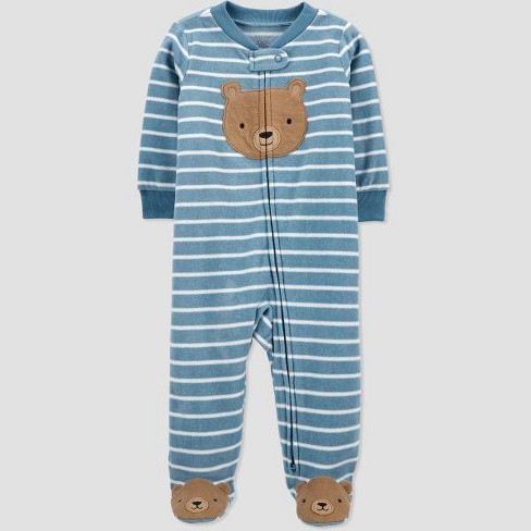 Carter's Just One You® Baby Boys' Bear Striped Fleece Sleep N' Play - Blue  Newborn