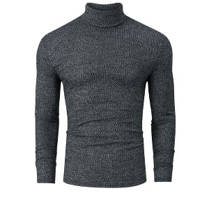 BLUEMING Men's Turtle Neck Sweater Tops Knitted Rib Textured Mens Basic Tops Lightweight Thermal Base Layer - 1 of 4
