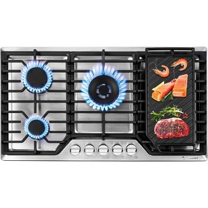 Gas Cooktop with 5 Made in Italy SABAF Power Burners, Max 48300 BTU/hr Built-in Gas Stove top of 304 Stainless steel,NG/LPG Convertible - 1 of 4