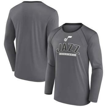 NBA Utah Jazz Men's Long Sleeve Gray Pick and Roll Poly Performance T-Shirt