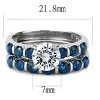Slickblue Polished Stainless Steel Women's Ring with Clear CZ, Blue Accent, Round Design, Sizes 5-10 - 2 of 4