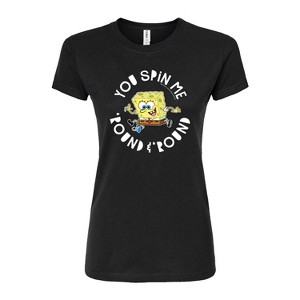 Women's SpongeBob SquarePants You Spin Me Round And Round Fitted Graphic T-Shirt - Black - X-Large - 1 of 4