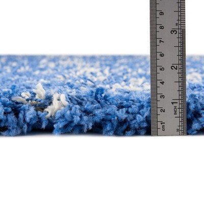 Periwinkle Blue Square Synthetic Trellis Shag Area Rug
