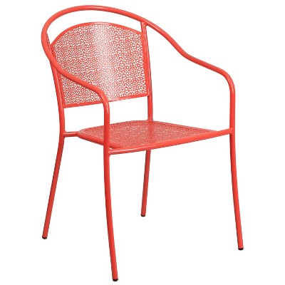 Coral Steel Round Patio Table Set with Stacking Arm Chairs