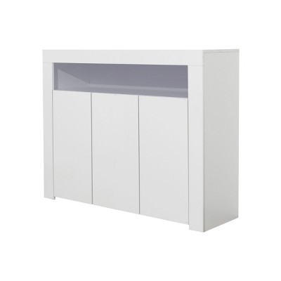 NicBex Minimalist Sideboard Buffet Cabinet with LED Light & 3 Doors for Kitchen,Living Room,White