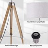58" Industrial Tripod Floor Lamp with Height Adjustable Natural Wood Stand and Linen Drum Shade,Modern Standing Lamp for Living Room,Bedroom,Study - 3 of 4
