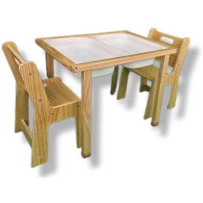Cordia Pine Wood Activity Table and Chair Set with Chalkboard
